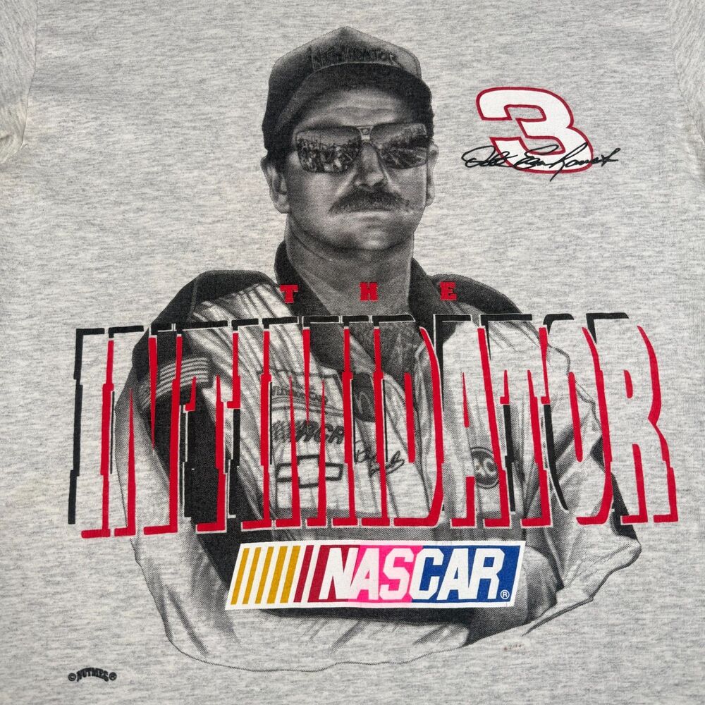 VTG‎ 90s Dale Earnhardt Shirt Mens L Gray Nutmeg Mills NASCAR Intimidator 3 Tee